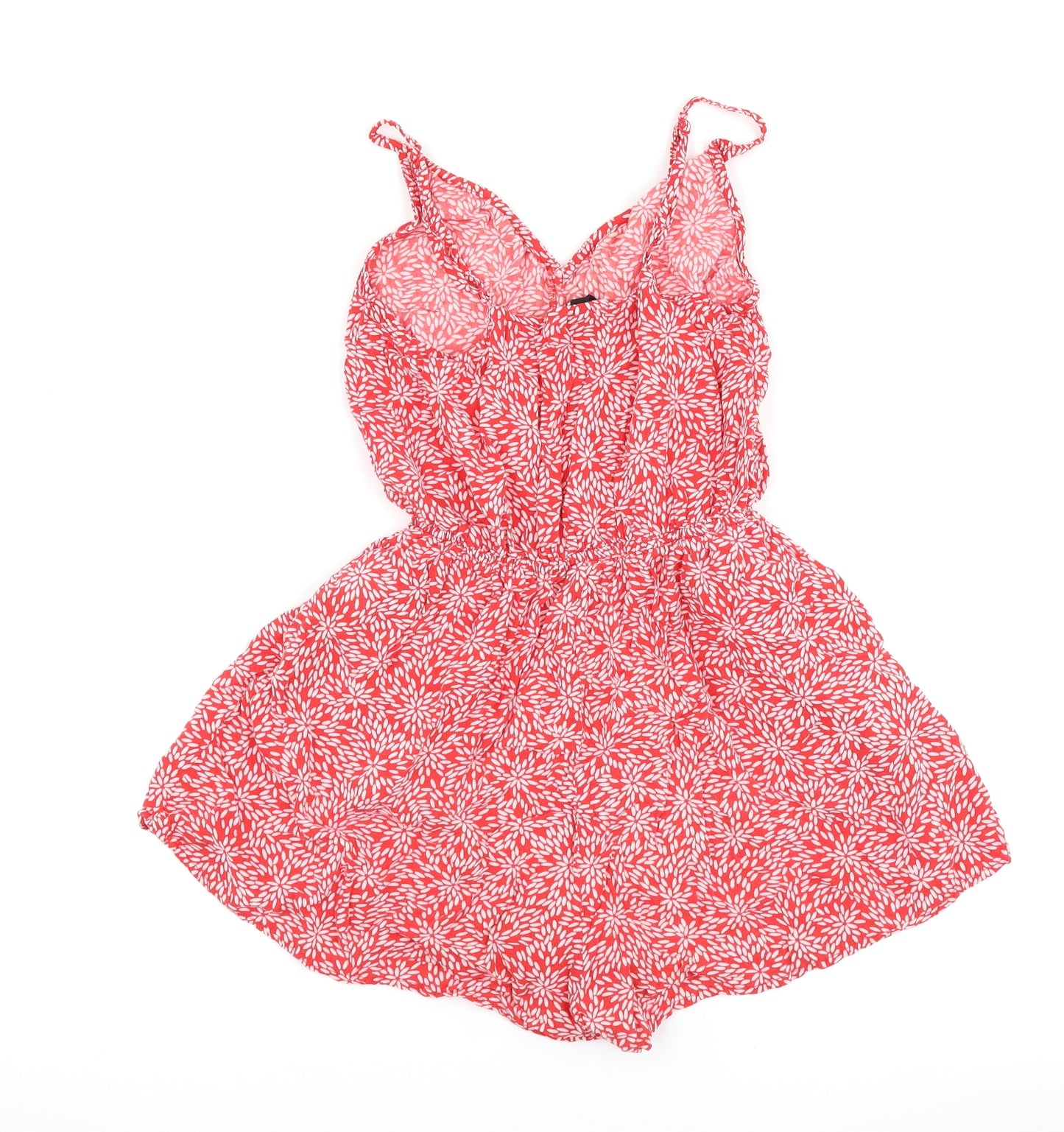 H&M Womens Red Floral  Playsuit One-Piece Size 10