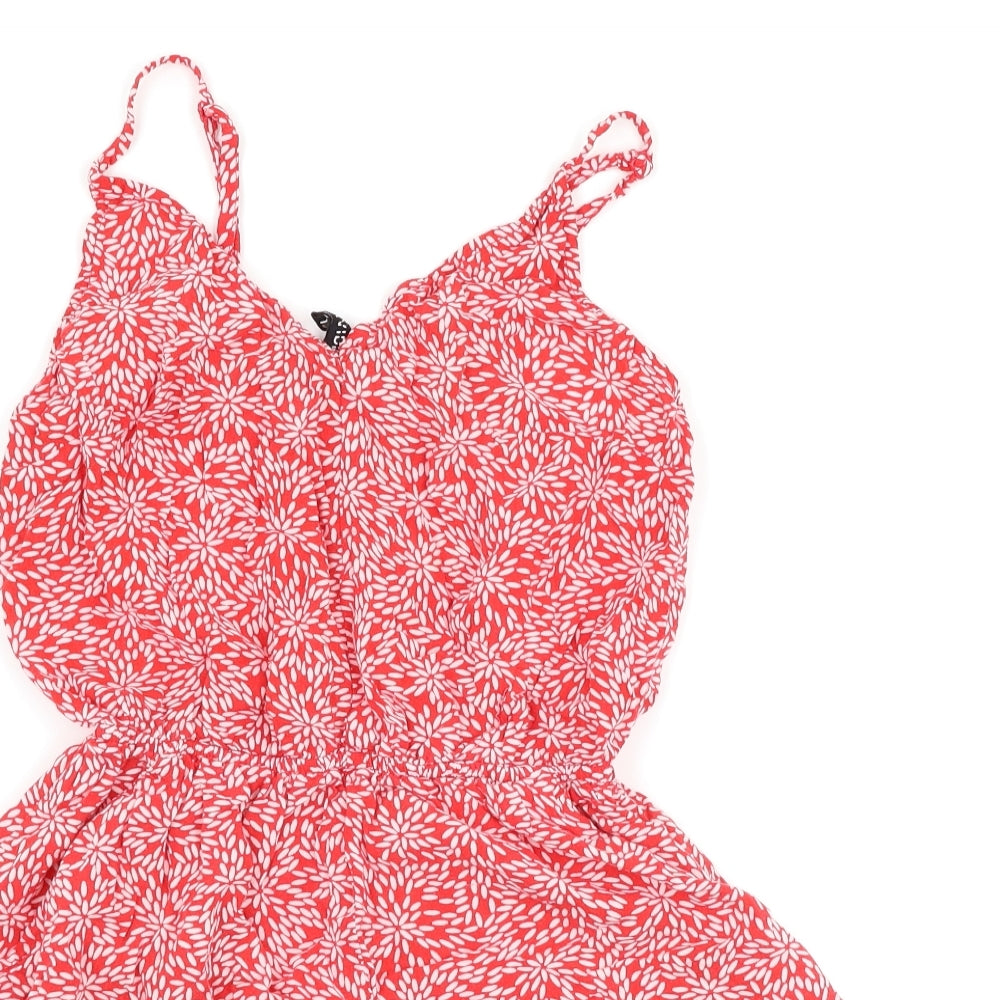 H&M Womens Red Floral  Playsuit One-Piece Size 10