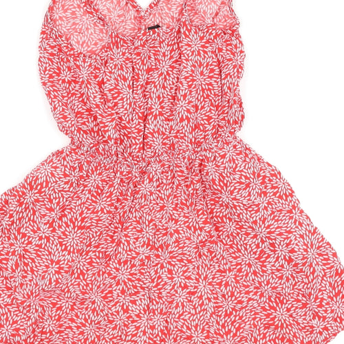 H&M Womens Red Floral  Playsuit One-Piece Size 10