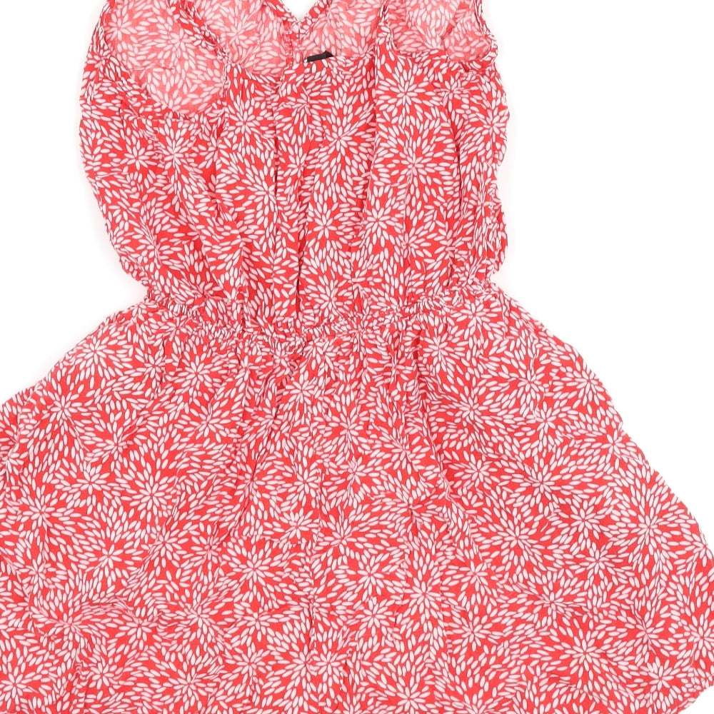 H&M Womens Red Floral  Playsuit One-Piece Size 10