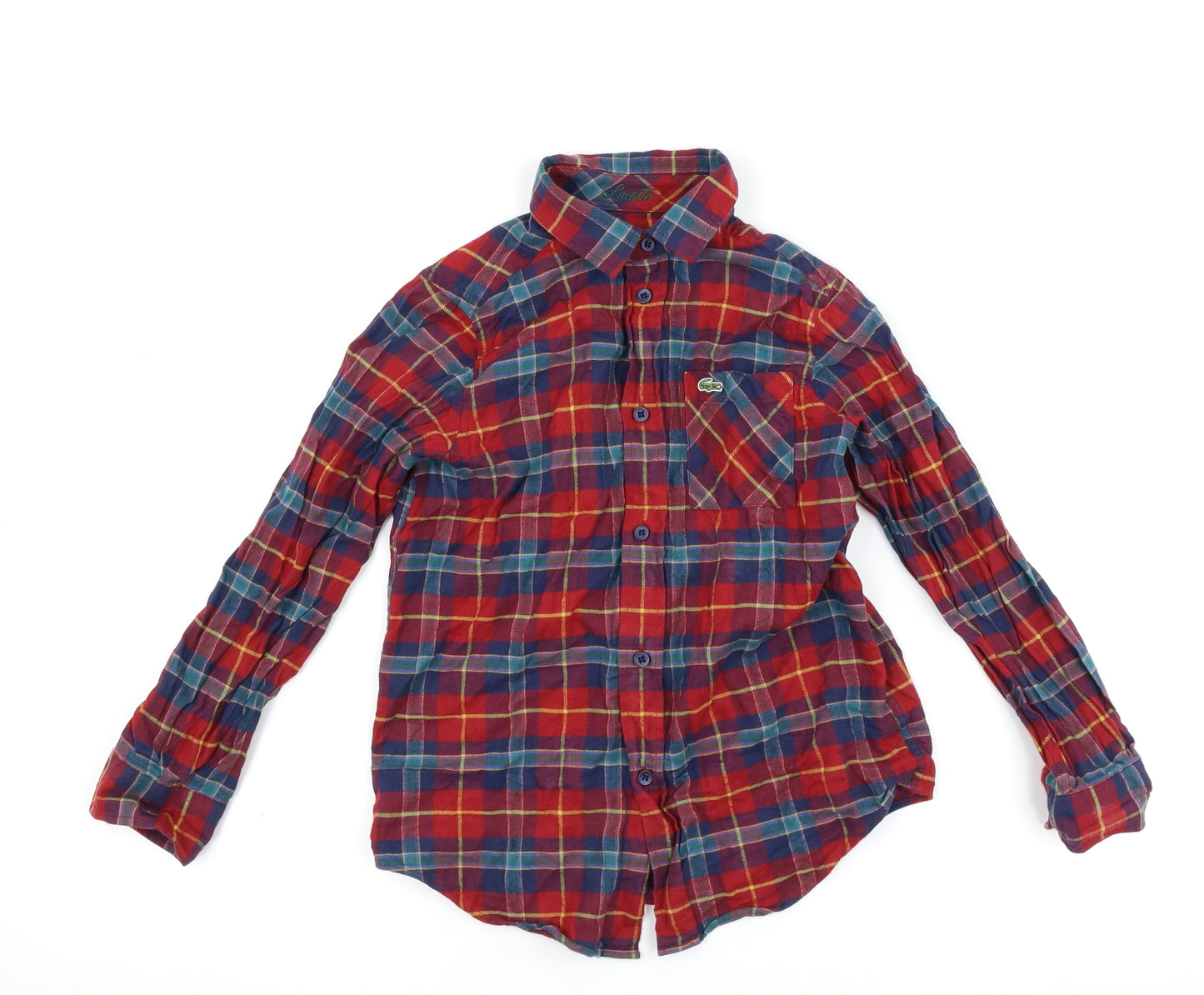 Lacoste Boys Red Check  Basic Button-Up Size 8 Years