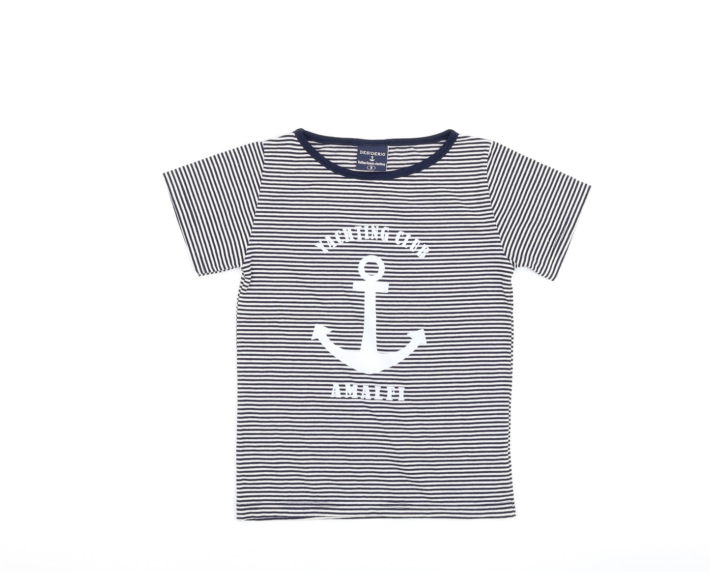 Desiderio Girls Blue Striped  Basic T-Shirt Size S  - yachting club amalfi