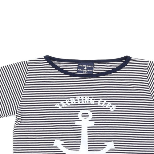 Desiderio Girls Blue Striped  Basic T-Shirt Size S  - yachting club amalfi