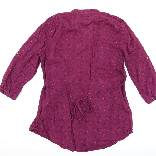 F&F Womens Purple Floral  Basic Button-Up Size 12
