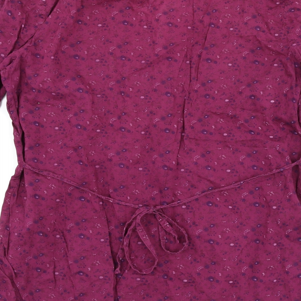 F&F Womens Purple Floral  Basic Button-Up Size 12
