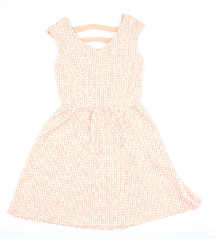 Xhilaration Womens Pink Geometric Skater Dress Size S