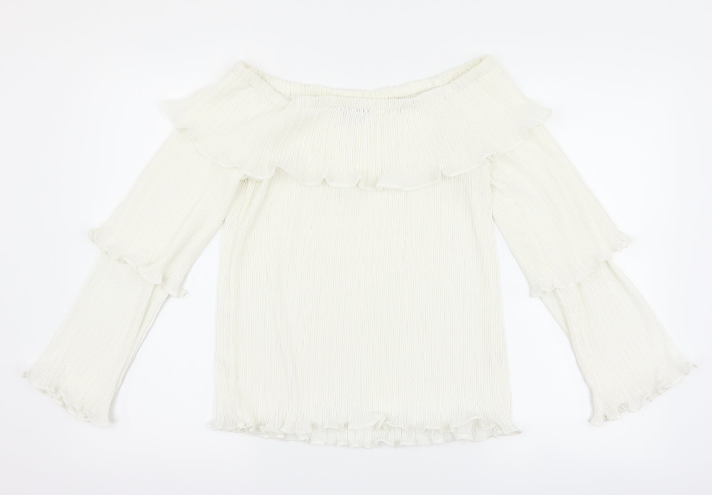 PRETTYLITTLETHING Womens White   Basic Blouse Size 12  - pleated