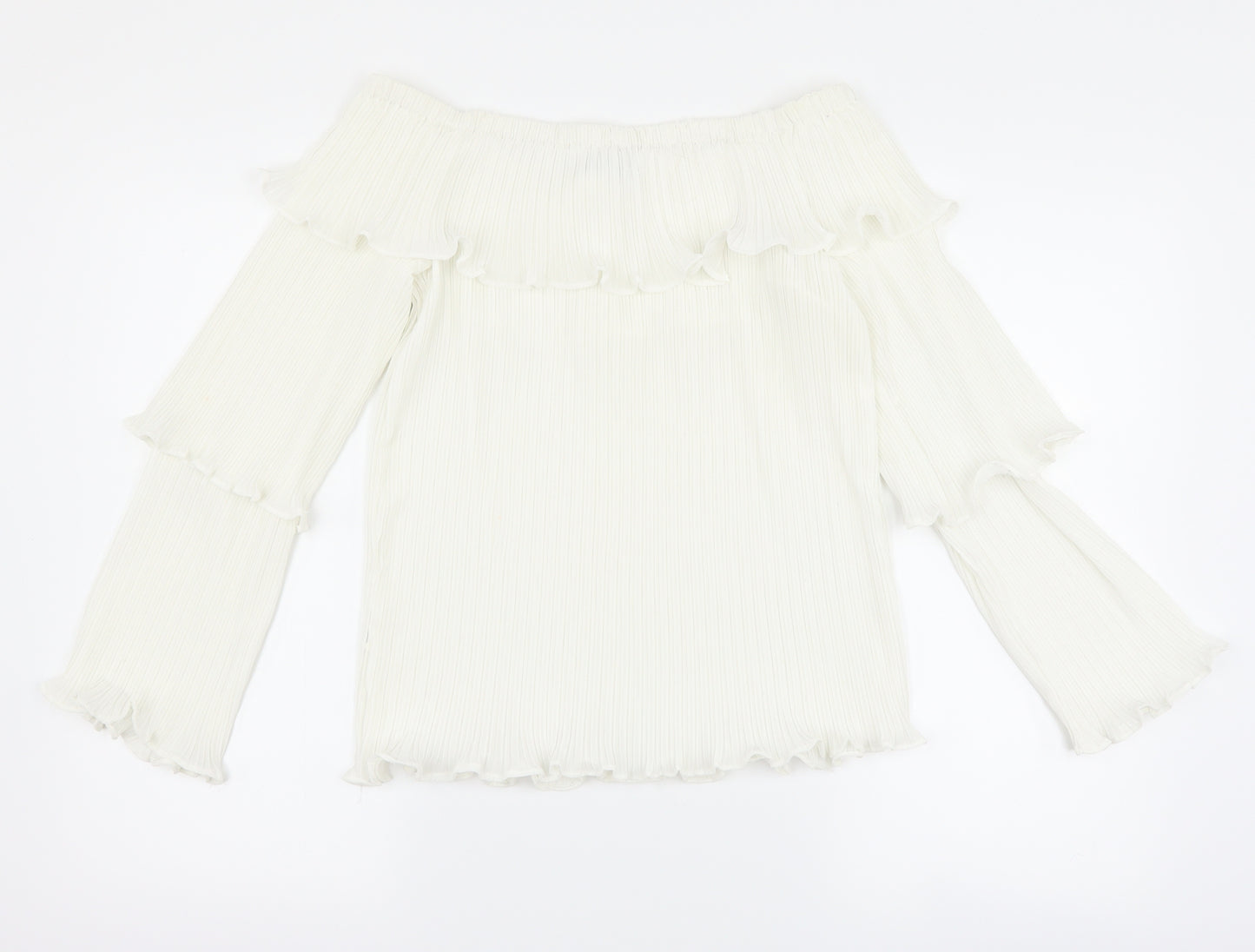 PRETTYLITTLETHING Womens White   Basic Blouse Size 12  - pleated