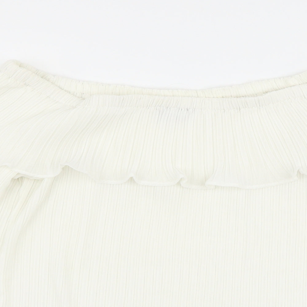 PRETTYLITTLETHING Womens White   Basic Blouse Size 12  - pleated