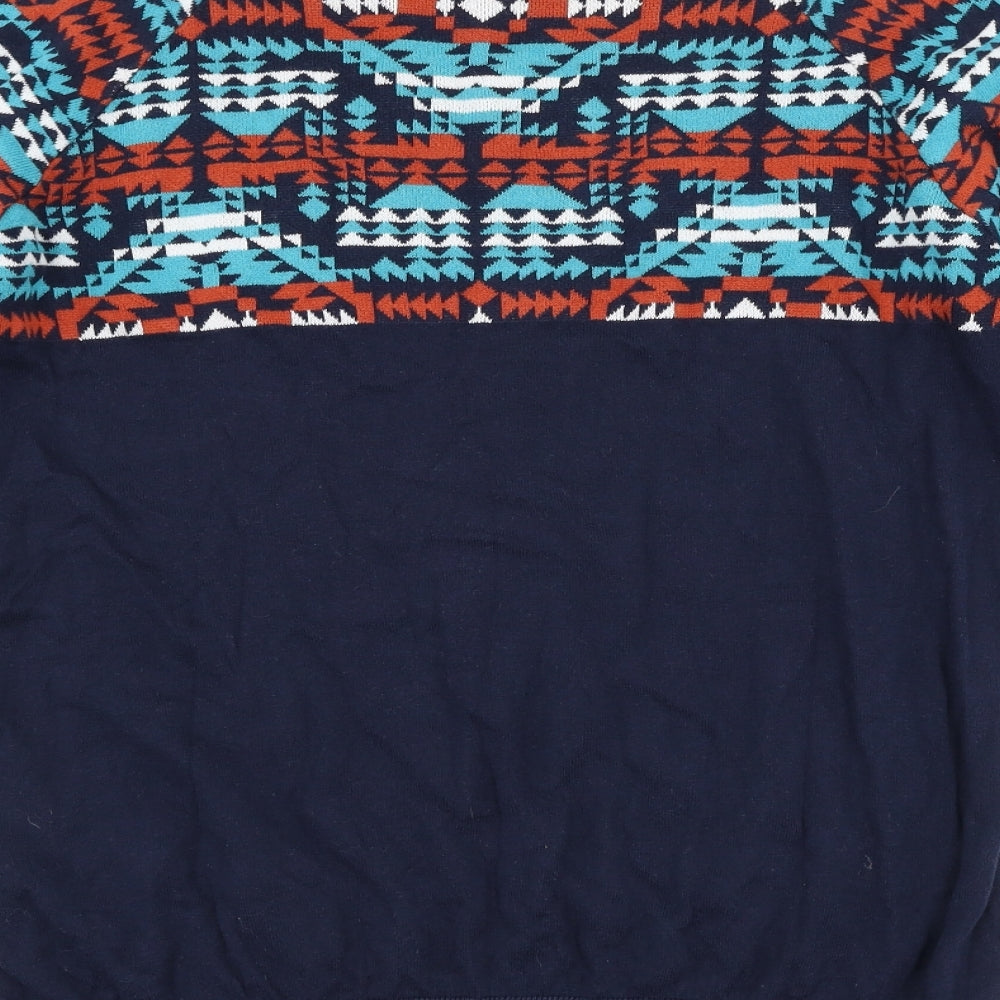 Topman Mens Blue Geometric  Pullover Jumper Size M