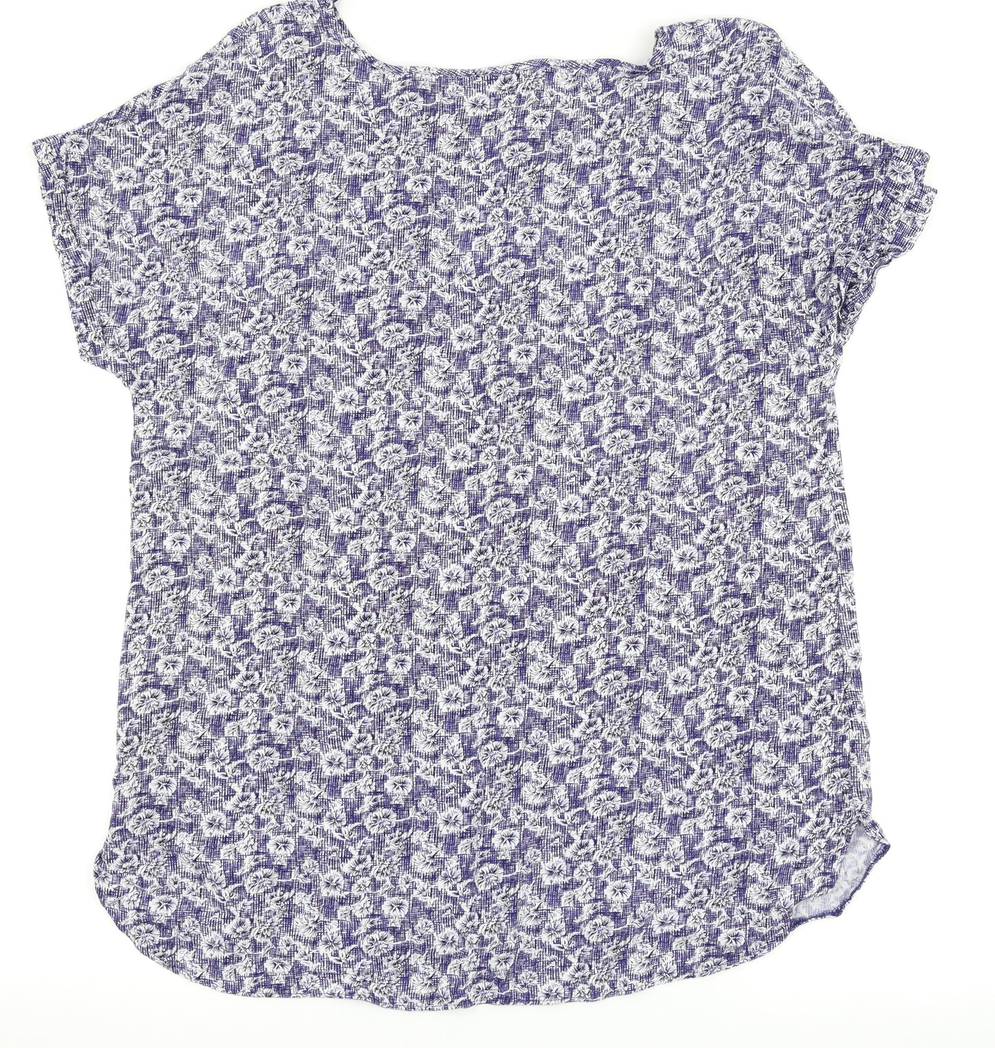 Papaya Womens Blue Floral  Basic T-Shirt Size 14