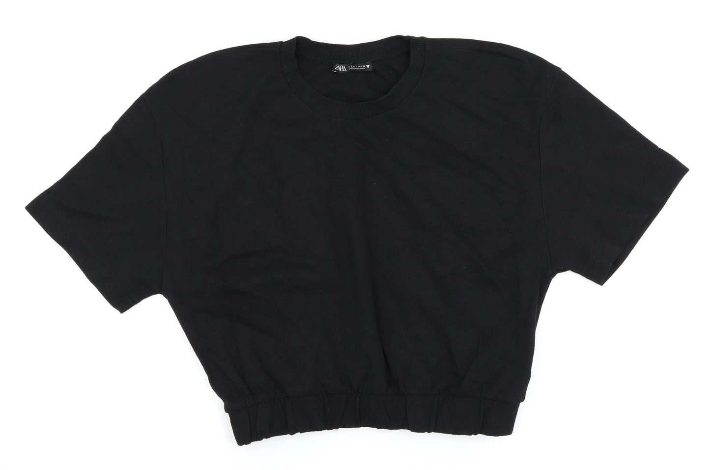 Zara Womens Black   Cropped T-Shirt Size L