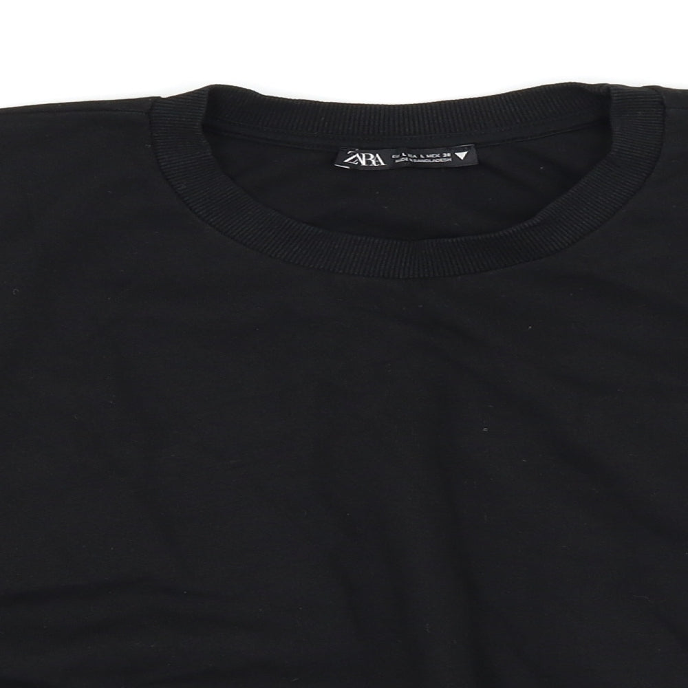 Zara Womens Black   Cropped T-Shirt Size L