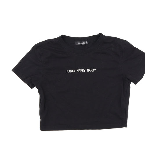 Missguided Womens Black   Cropped T-Shirt Size 12  - slogan