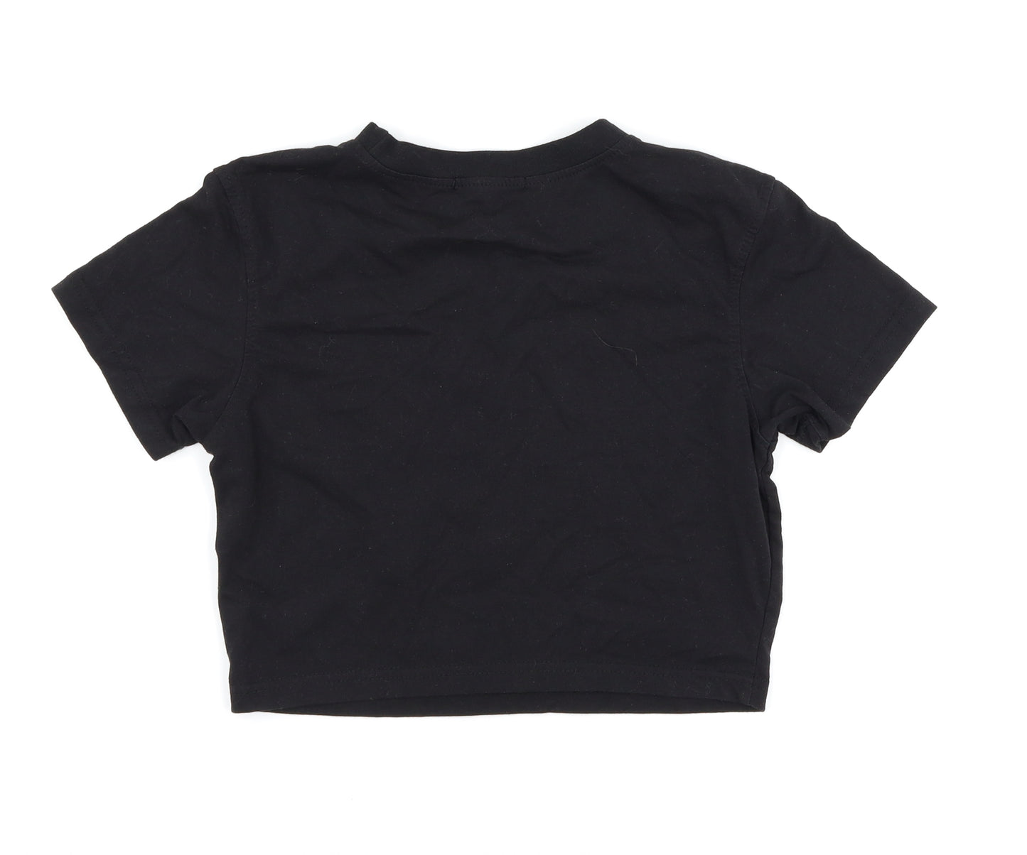 Missguided Womens Black   Cropped T-Shirt Size 12  - slogan