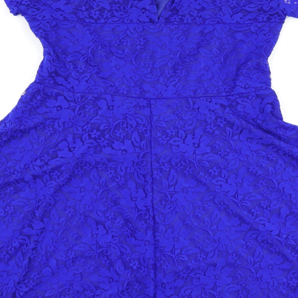 Zanzea Womens Blue Floral  Skater Dress  Size 16