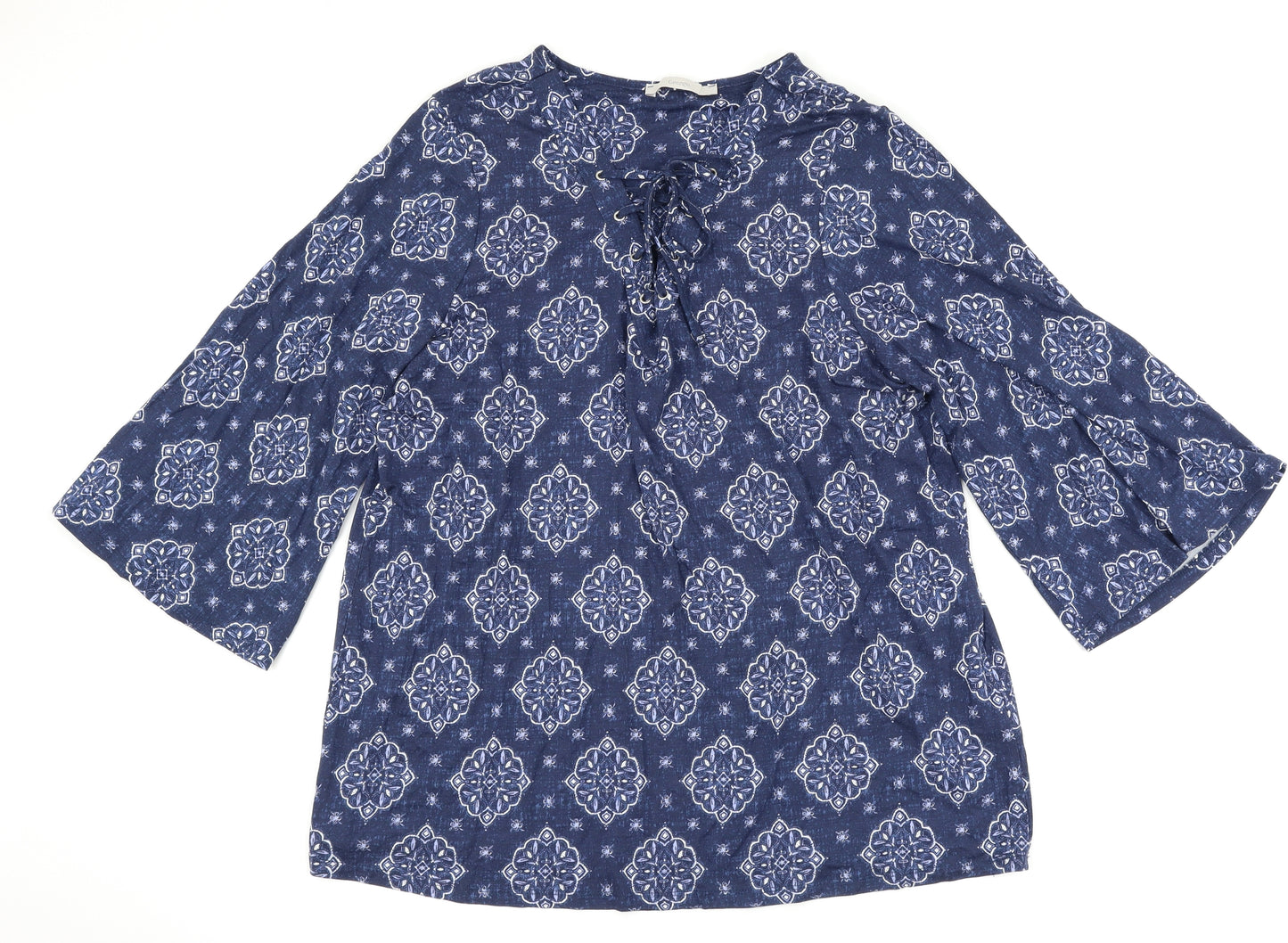 George Womens Blue Floral  Basic T-Shirt Size 16  - Flared Sleeves