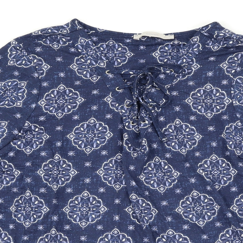 George Womens Blue Floral  Basic T-Shirt Size 16  - Flared Sleeves