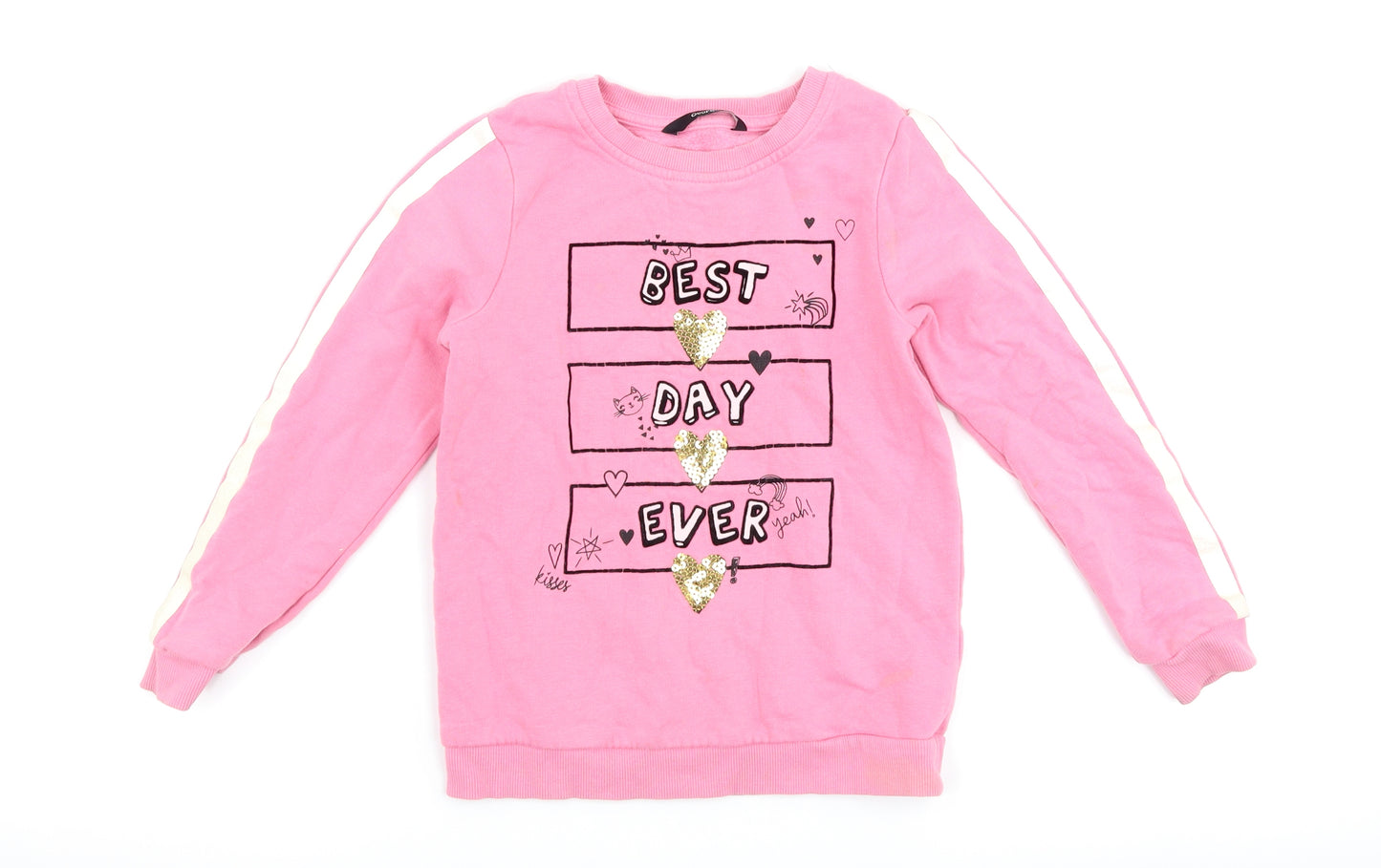 George Girls Pink   Pullover Sweatshirt Size 6-7 Years  - slogan