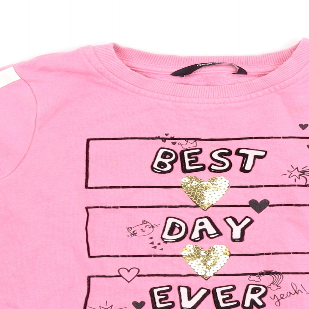 George Girls Pink   Pullover Sweatshirt Size 6-7 Years  - slogan