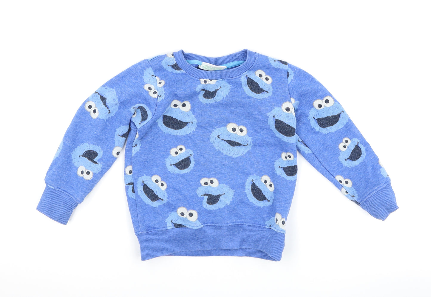 NEXT Boys Blue   Pullover Sweatshirt Size 2-3 Years  - Sesame Street cookie monster