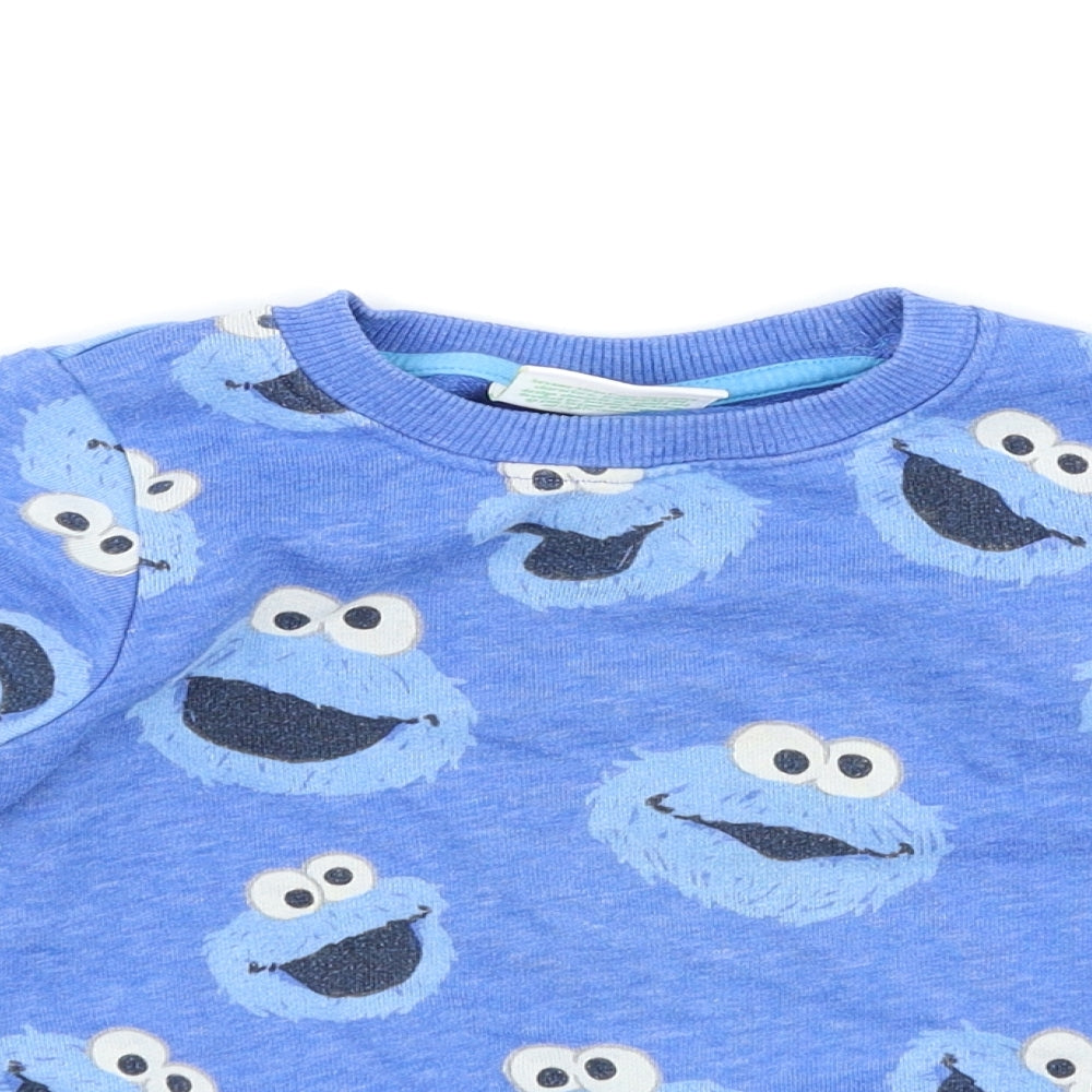 NEXT Boys Blue   Pullover Sweatshirt Size 2-3 Years  - Sesame Street cookie monster