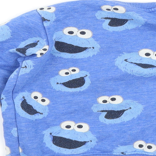 NEXT Boys Blue   Pullover Sweatshirt Size 2-3 Years  - Sesame Street cookie monster