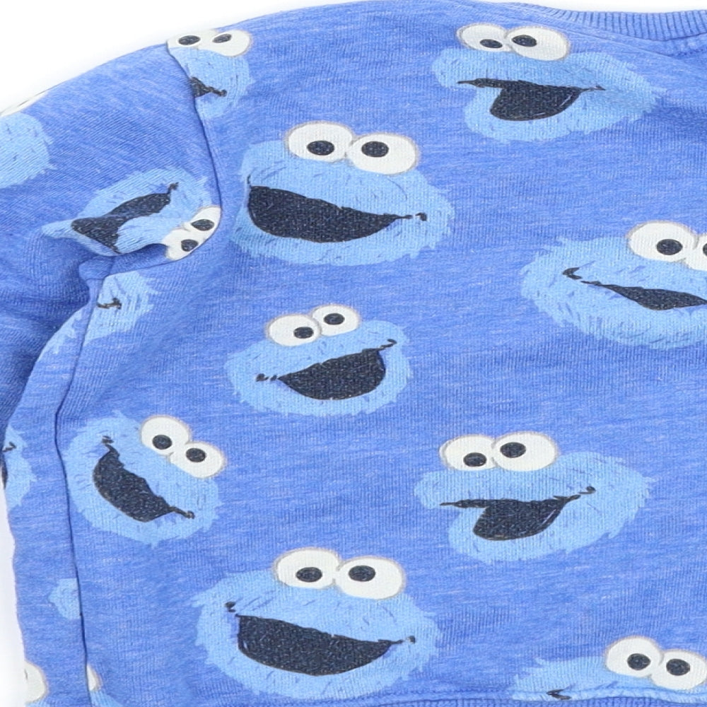 NEXT Boys Blue   Pullover Sweatshirt Size 2-3 Years  - Sesame Street cookie monster