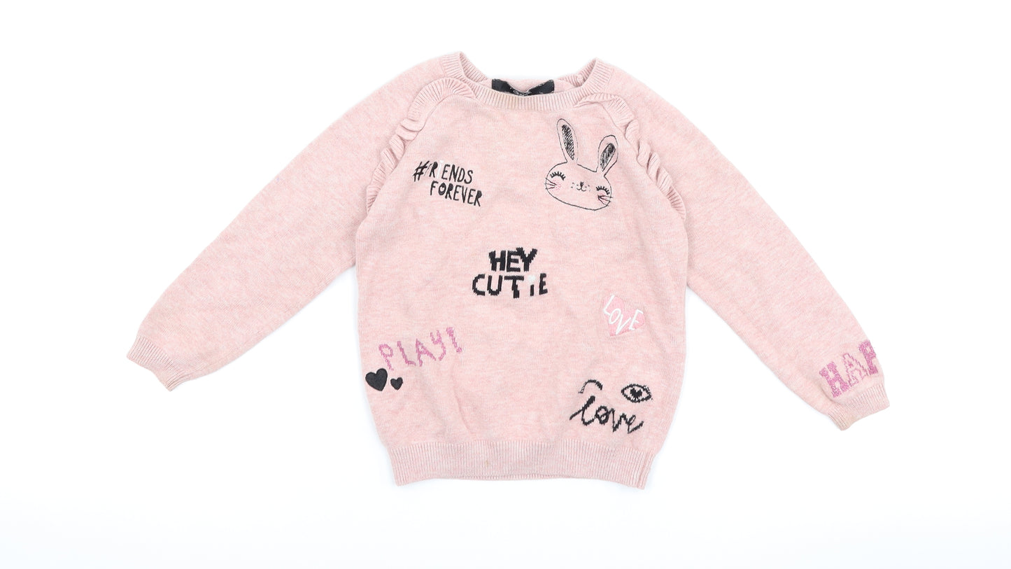 George Girls Pink   Pullover Jumper Size 2-3 Years  - graphic