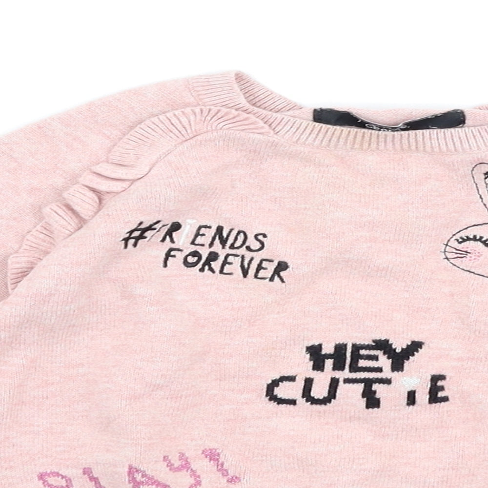 George Girls Pink   Pullover Jumper Size 2-3 Years  - graphic