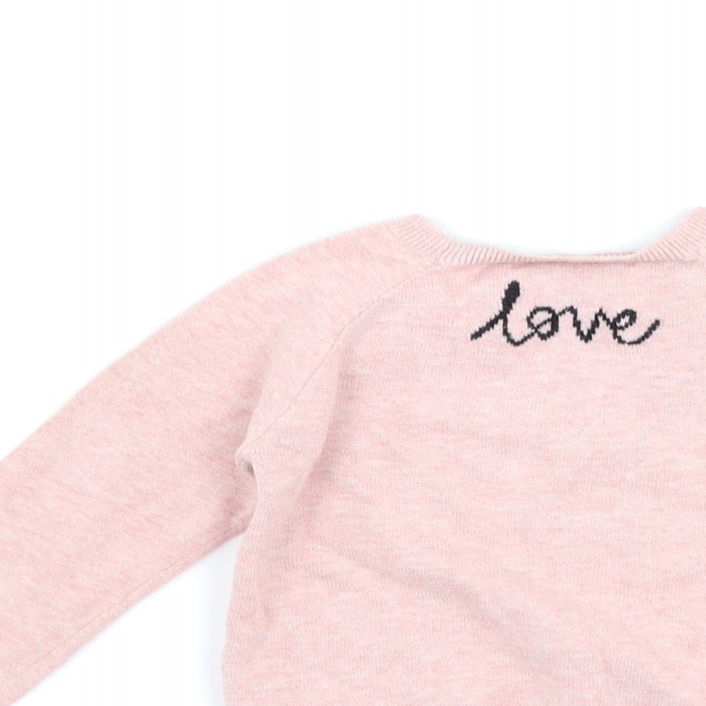 George Girls Pink   Pullover Jumper Size 2-3 Years  - graphic