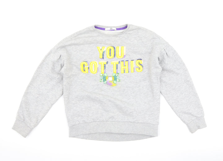 Marks and Spencer Girls Grey Pullover Sweatshirt Size 10-11 Years - slogan