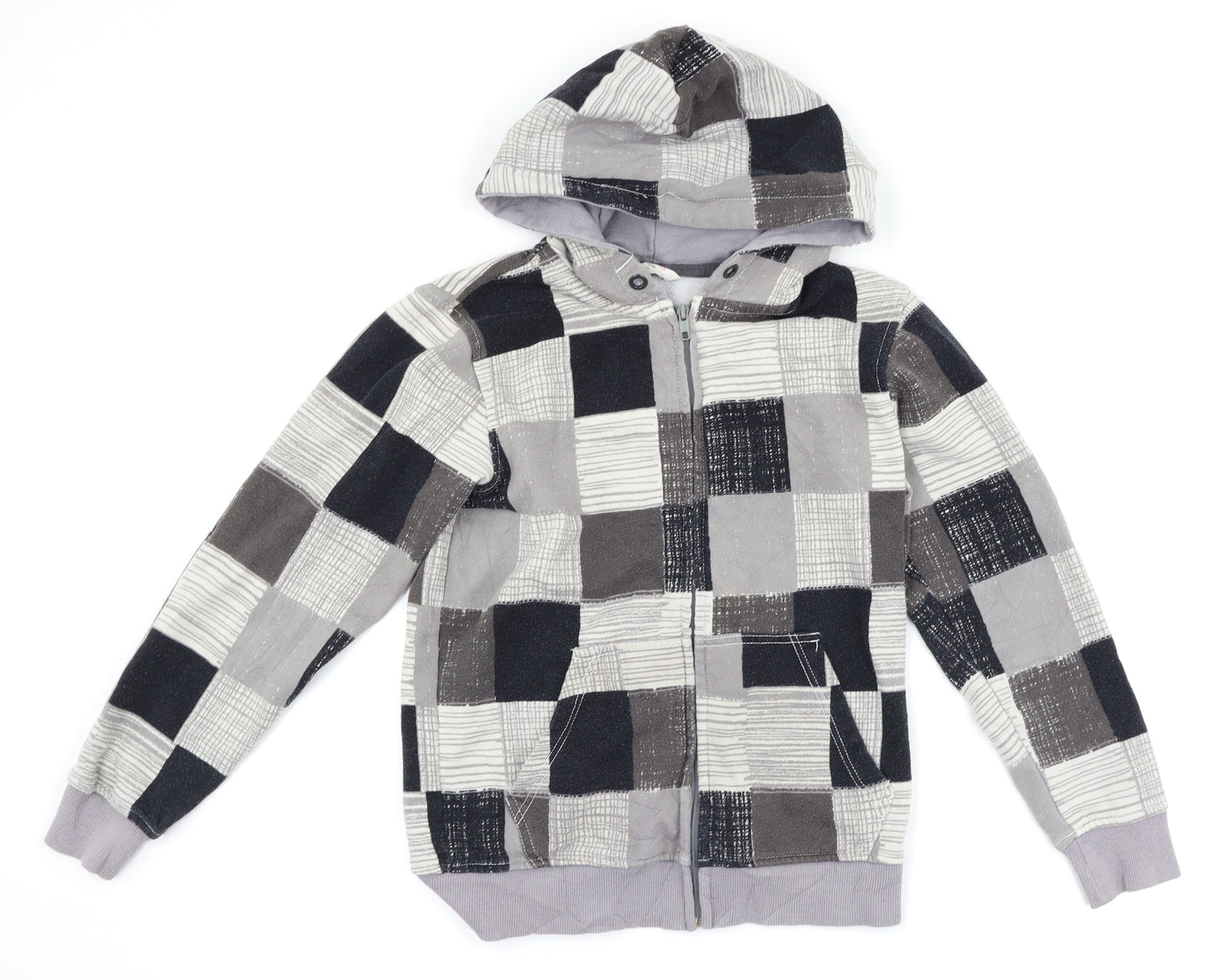 H&M Boys Grey Check  Full Zip Hoodie Size 11-12 Years