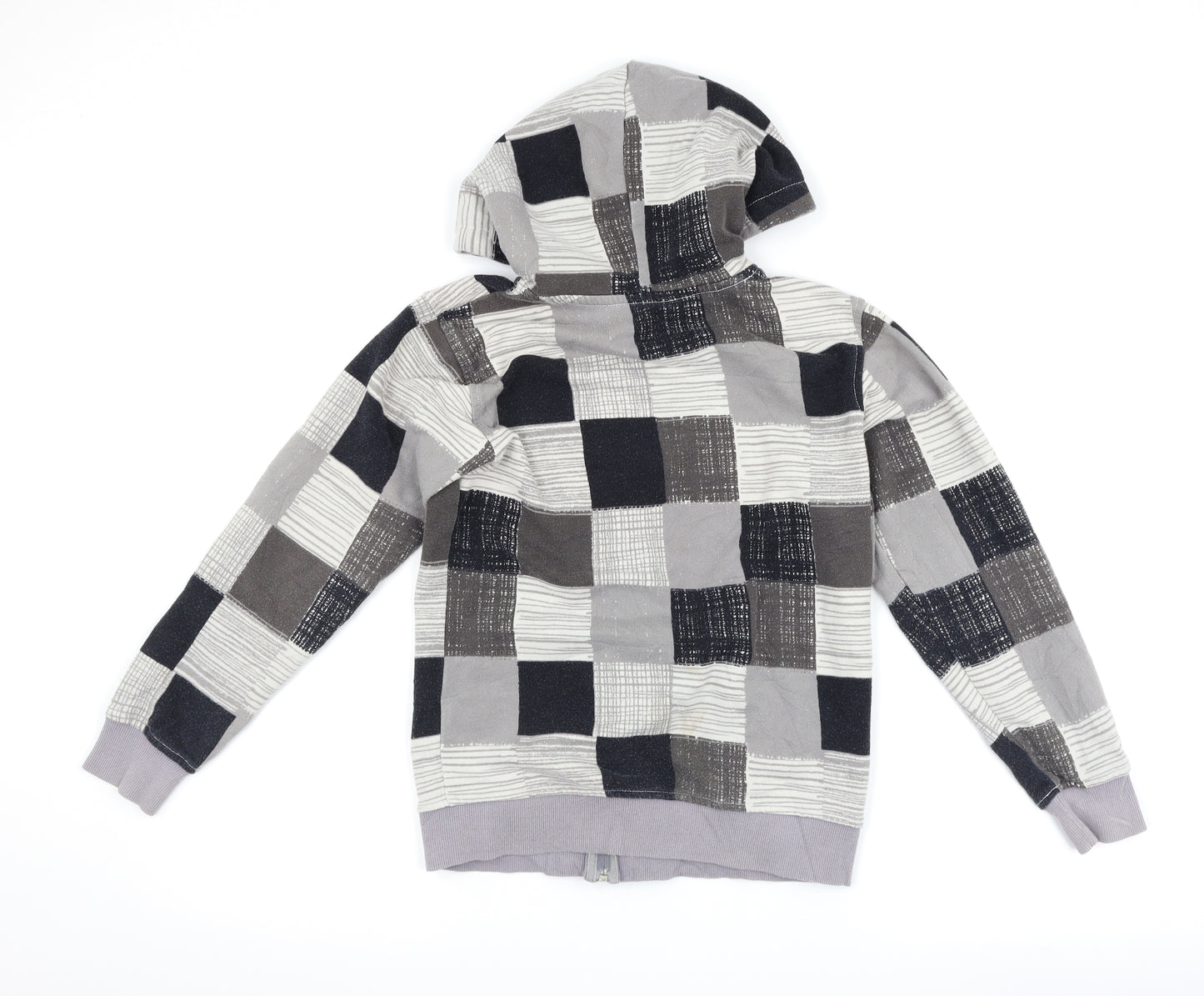 H&M Boys Grey Check  Full Zip Hoodie Size 11-12 Years