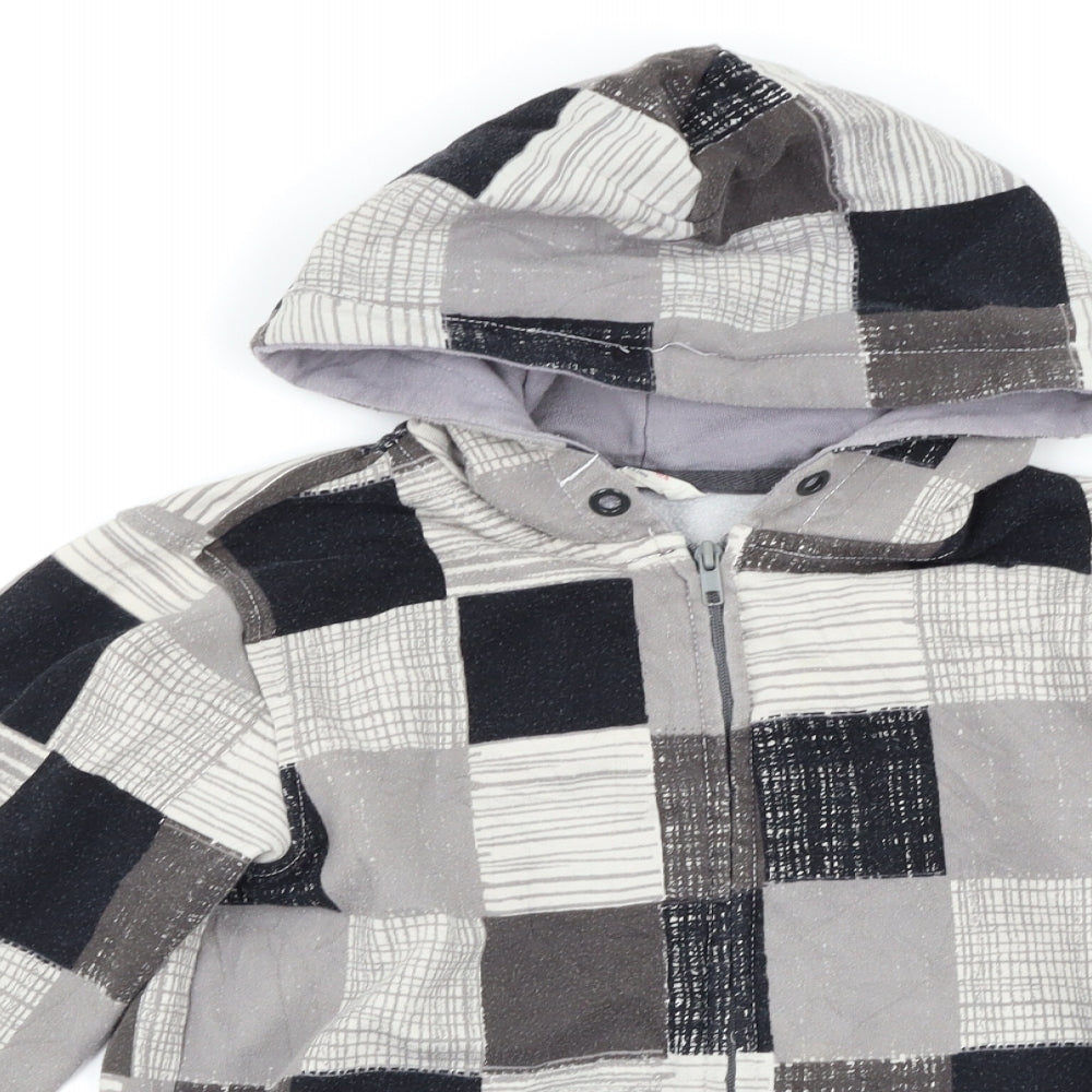 H&M Boys Grey Check  Full Zip Hoodie Size 11-12 Years