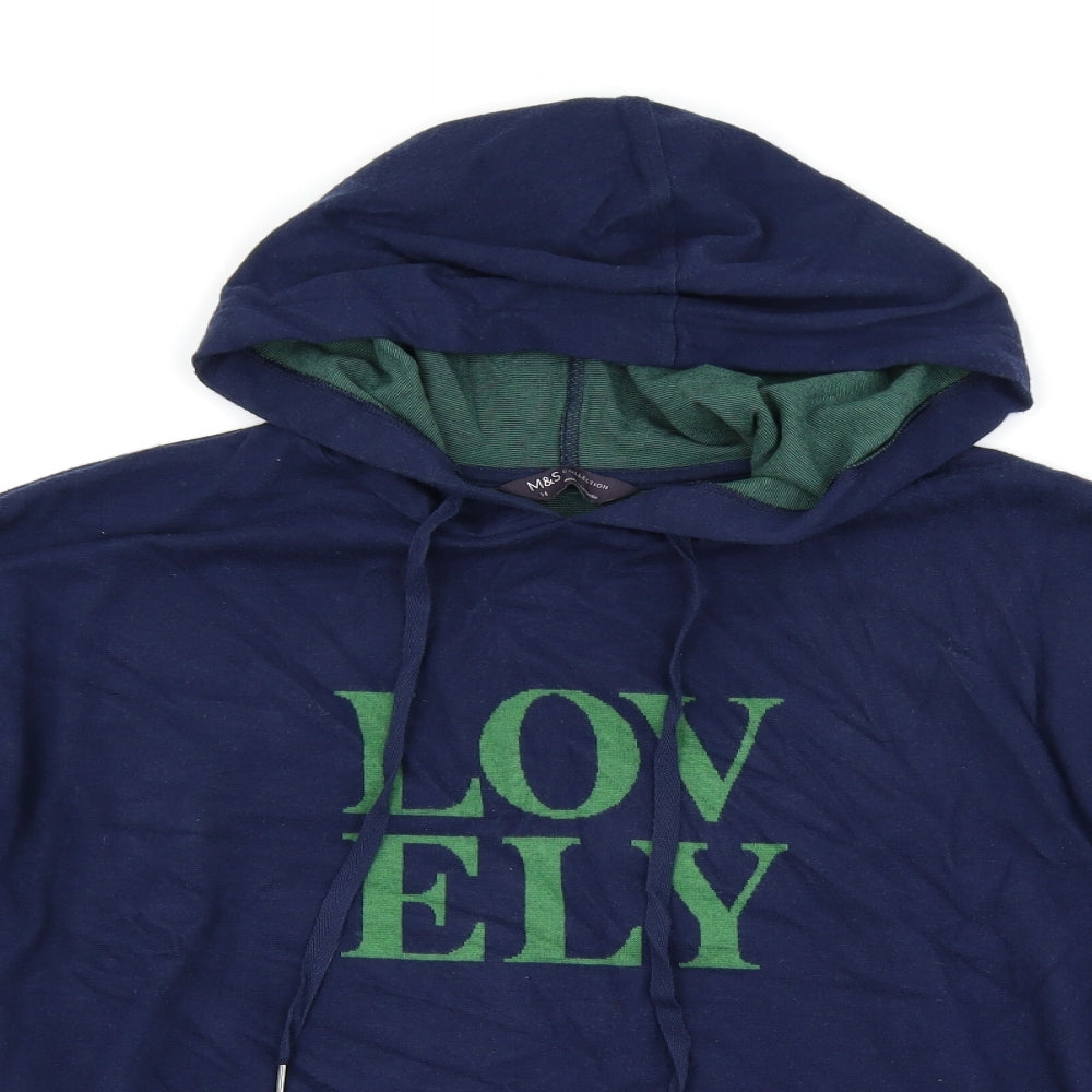 Marks and Spencer Womens Blue   Pullover Hoodie Size 14  - lovely