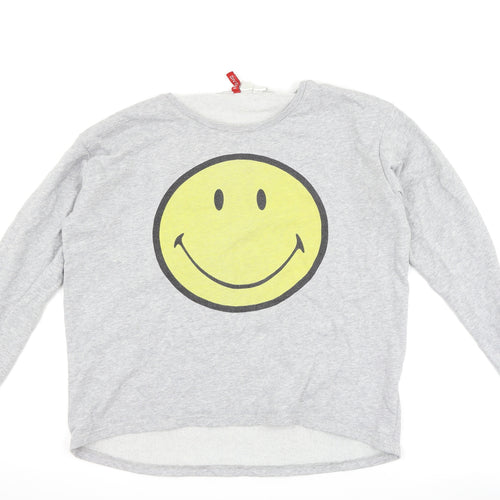 H&M Womens Grey   Pullover Sweatshirt Size M  - smiley face
