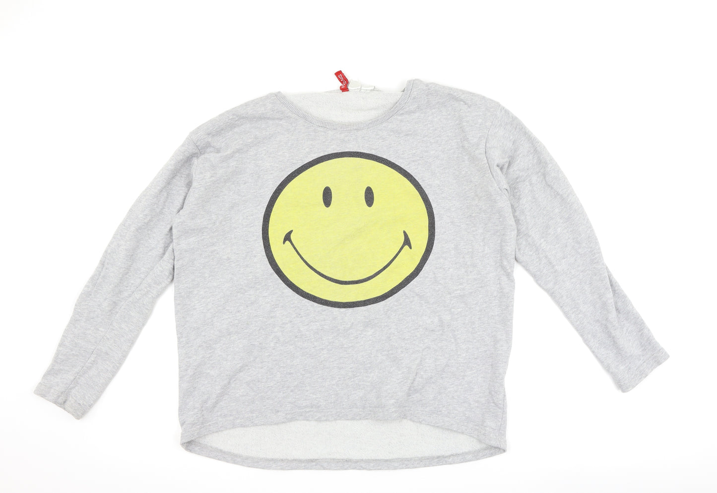 H&M Womens Grey   Pullover Sweatshirt Size M  - smiley face
