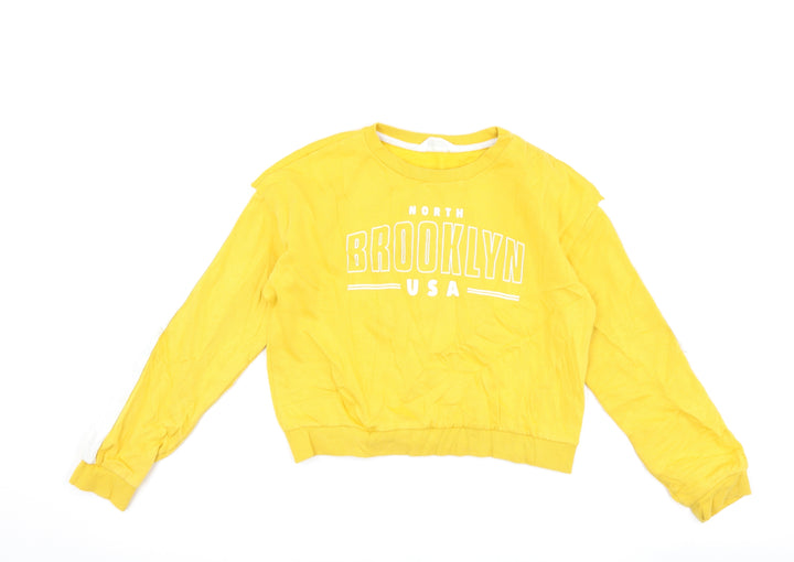 H&M Girls Yellow   Pullover Sweatshirt Size 11-12 Years  - brooklyn