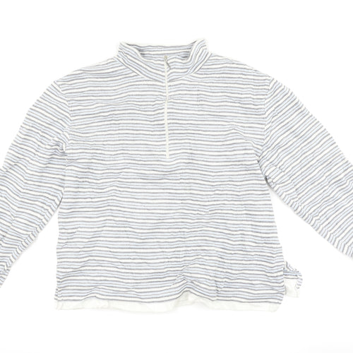 Bonmarché Womens Blue Striped  Henley Sweatshirt Size M