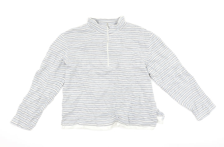 Bonmarché Womens Blue Striped  Henley Sweatshirt Size M