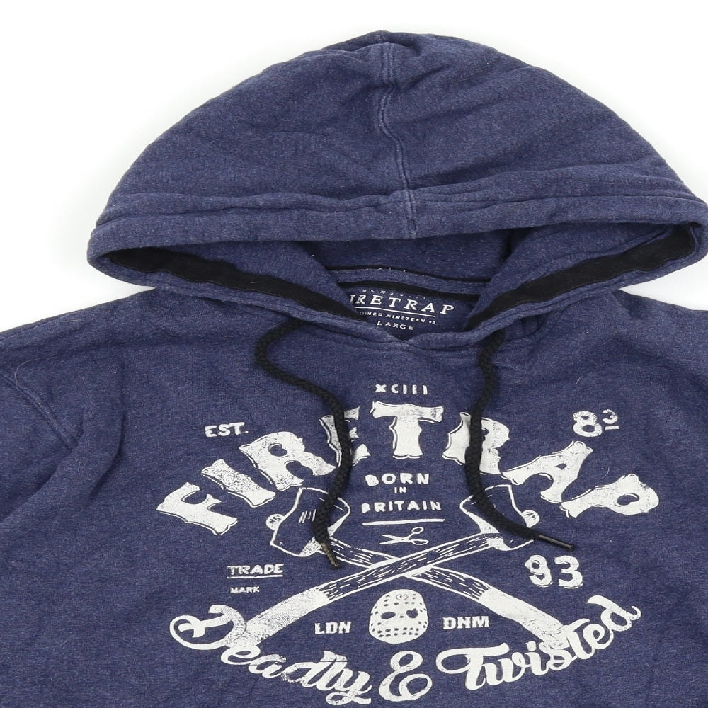 Firetrap Mens Blue   Pullover Hoodie Size L