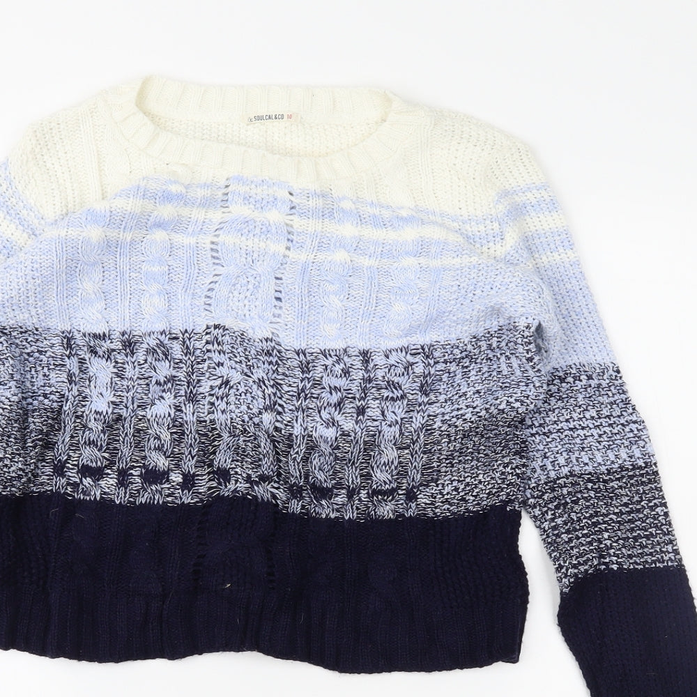 SoulCal&Co Womens Blue Striped  Pullover Jumper Size 10