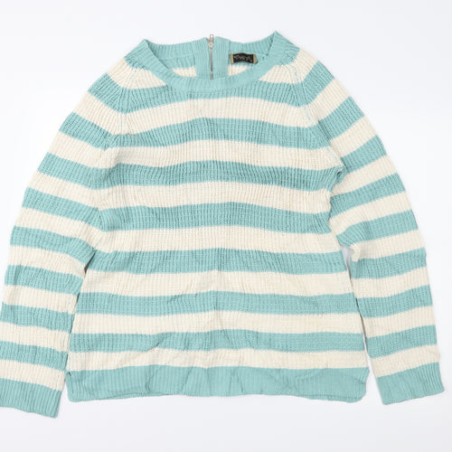originals Womens Green Striped  Pullover Jumper Size XL
