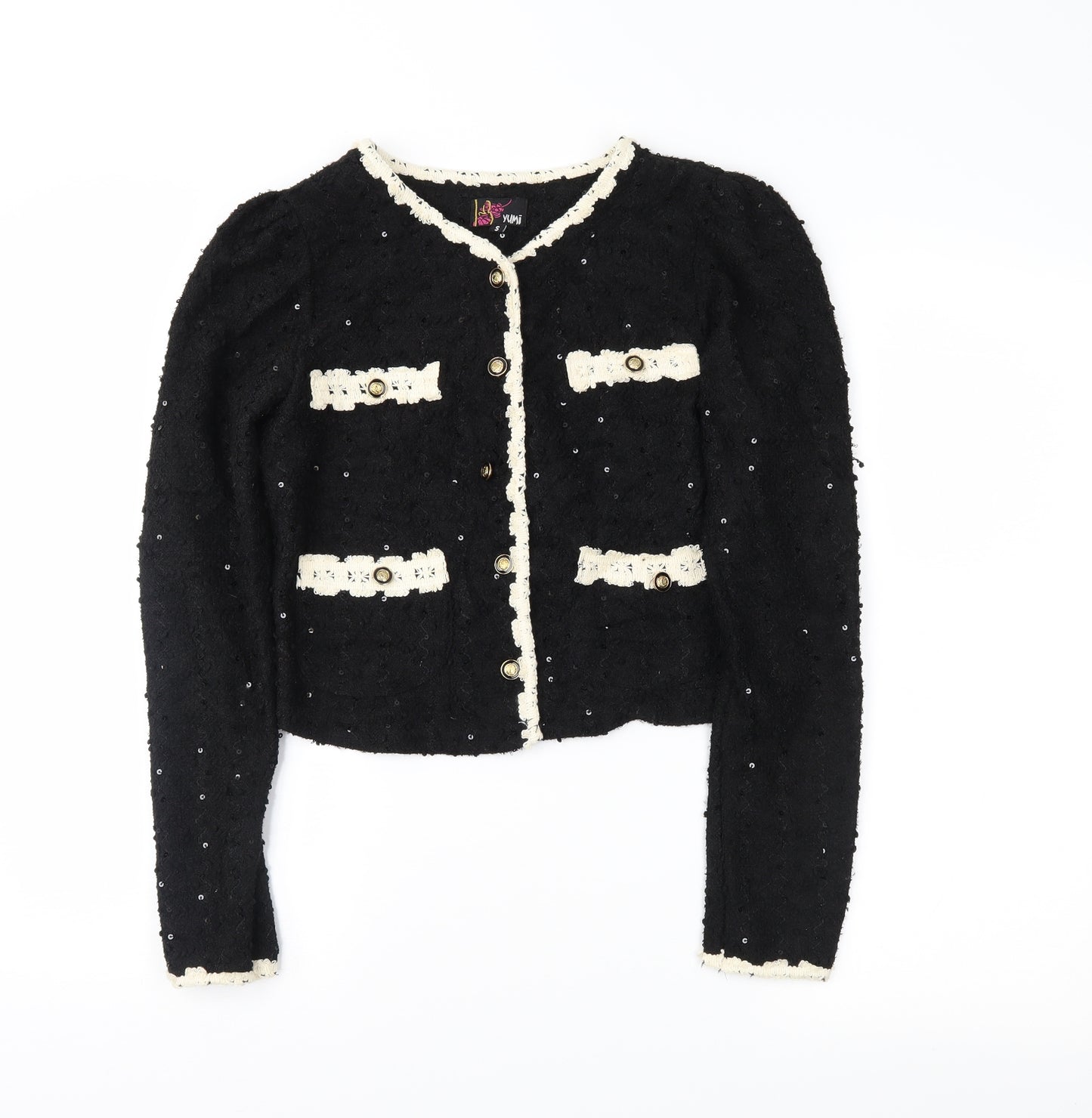 Yumi Womens Black   Cardigan Jumper Size S