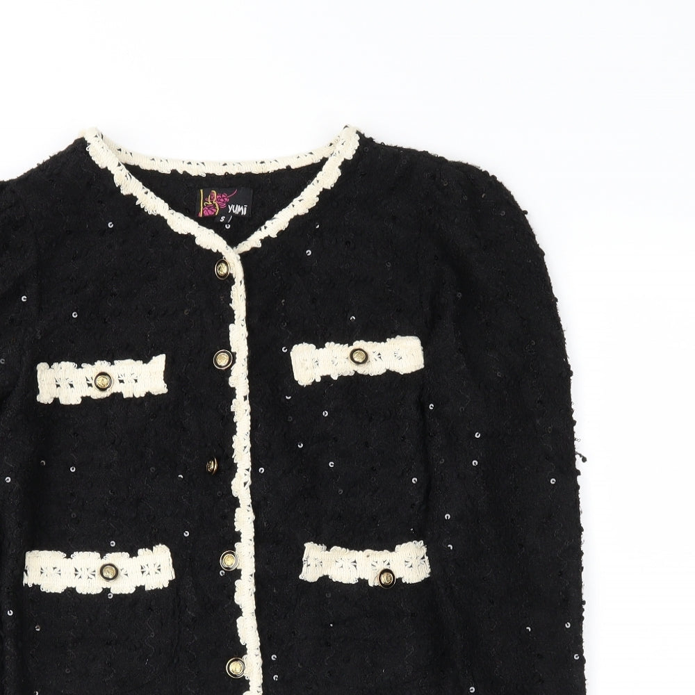 Yumi Womens Black   Cardigan Jumper Size S