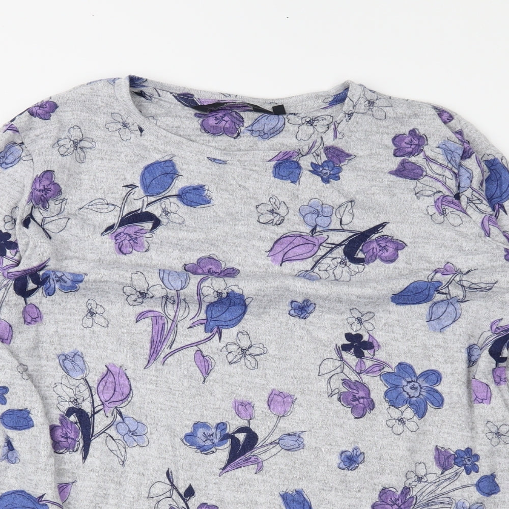 ISLE Womens Grey Floral  Pullover Jumper Size M