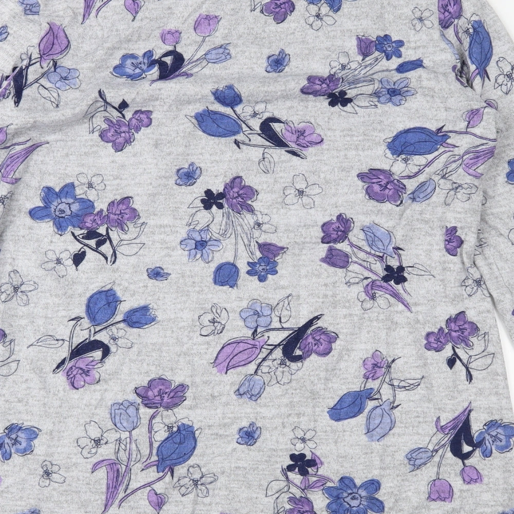 ISLE Womens Grey Floral  Pullover Jumper Size M