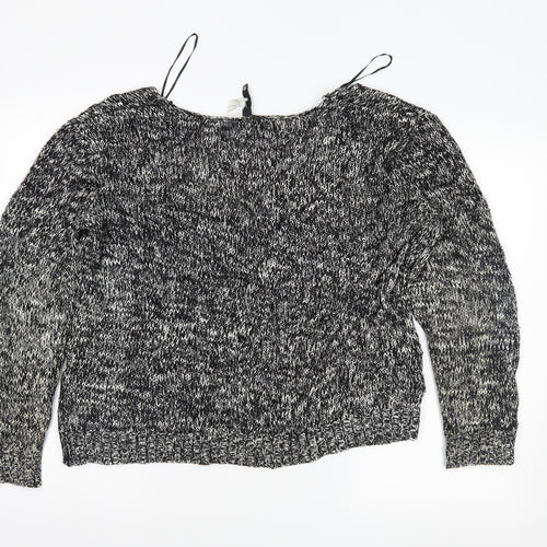 H&M Womens Black Herringbone  Full Zip Jumper Size 8
