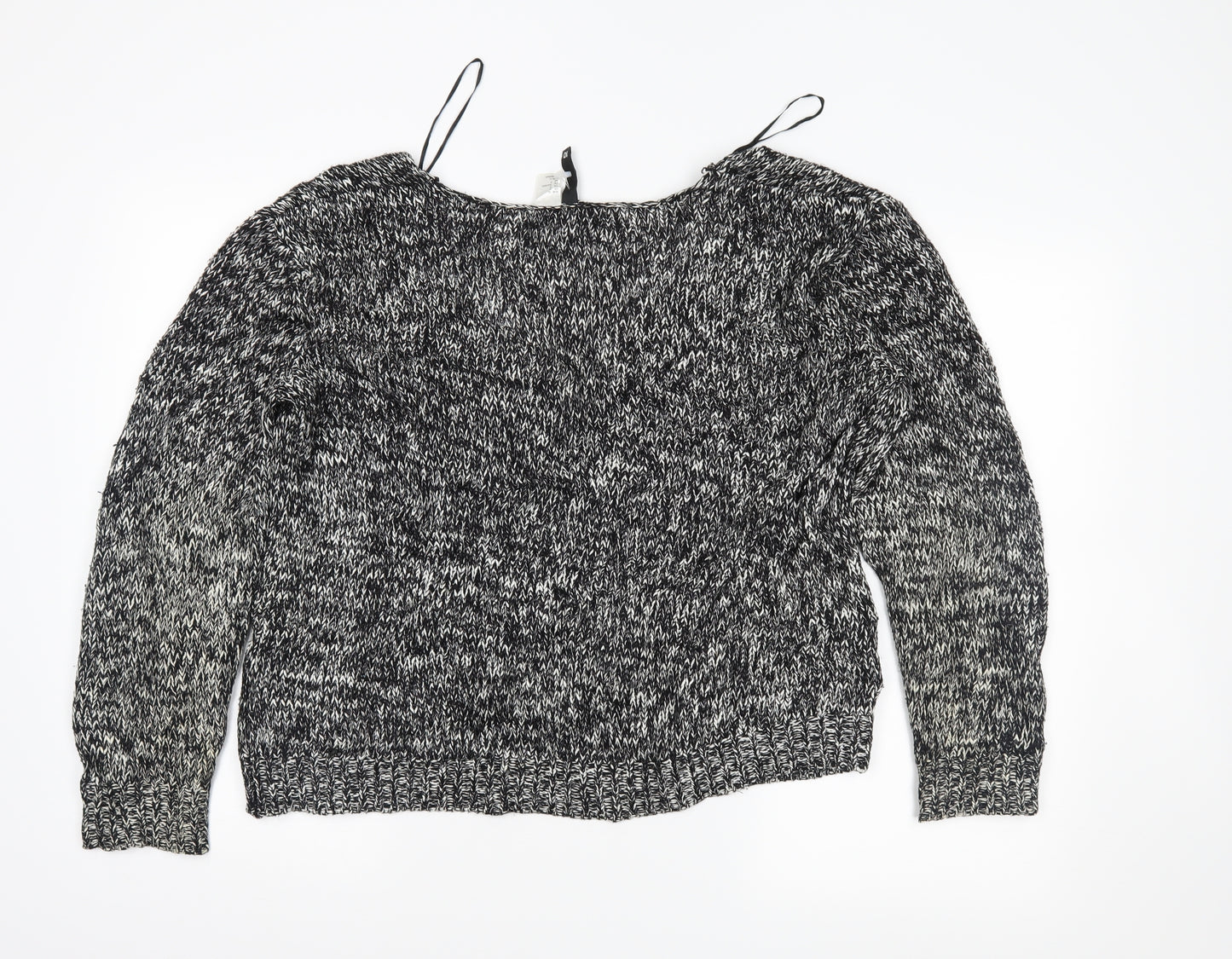 H&M Womens Black Herringbone  Full Zip Jumper Size 8